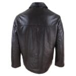 Mens Casual Real Leather Jacket Button Box Black Brown Mid Length Classic Coat - Knighthood Store