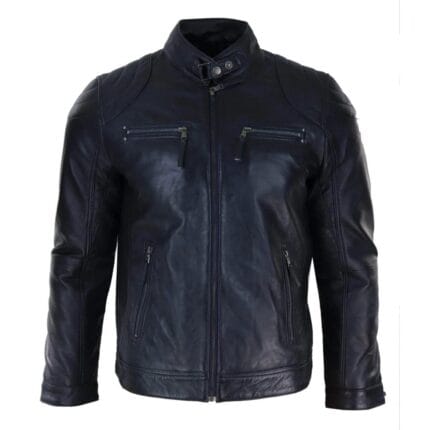 Giacca da motociclista da uomo in vera pelle, casual, leggera, corta, classica, retrò - Knighthood Store
