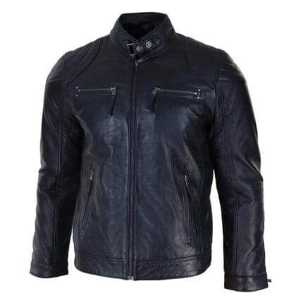 Giacca da motociclista da uomo in vera pelle, casual, leggera, corta, classica, retrò - Knighthood Store