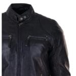 Mens Biker Zip Jacket Real Leather Casual Light Short Classic Retro Motorcycle - Knighthood Store