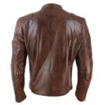 Mens Black Navy Brown Real Leather Racing Jacket Stripe Sleeves Moto Biker - Knighthood Store