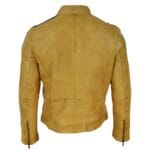 Herren Echtleder Biker Rennjacke Streifen Reißverschluss Retro Casual Grau Gelb Kurz - Knighthood Store