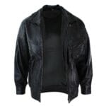 Blouson aviateur classique pour homme en cuir véritable noir et nubuck délavé marron - Knighthood Store