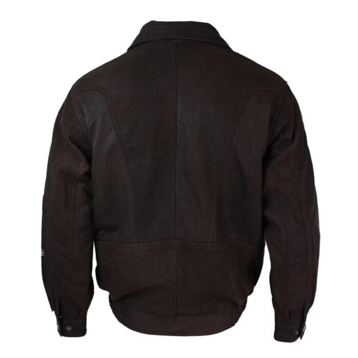 Blouson aviateur classique pour homme en cuir véritable noir et nubuck délavé marron - Knighthood Store