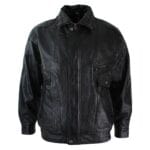Blouson aviateur classique pour homme en cuir véritable noir et nubuck délavé marron - Knighthood Store