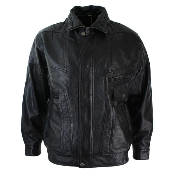 Blouson aviateur classique pour homme en cuir véritable noir et nubuck délavé marron - Knighthood Store