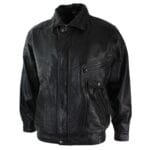 Blouson aviateur classique pour homme en cuir véritable noir et nubuck délavé marron - Knighthood Store
