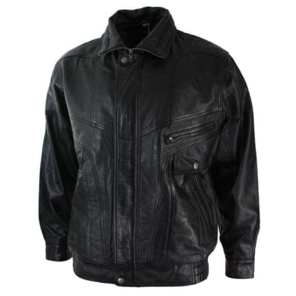 Blouson aviateur classique pour homme en cuir véritable noir et nubuck délavé marron - Knighthood Store