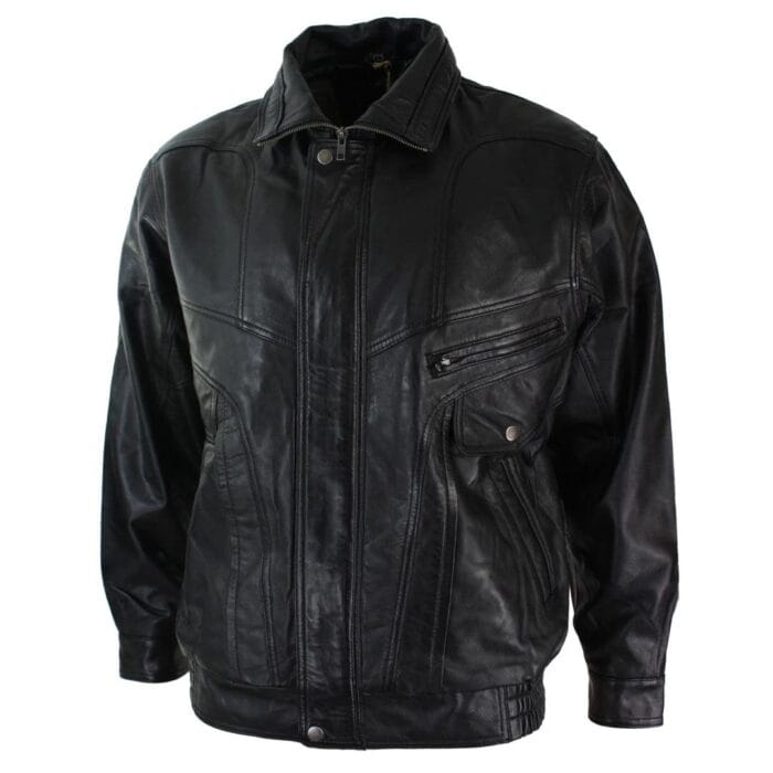 Blouson aviateur classique pour homme en cuir véritable noir et nubuck délavé marron - Knighthood Store