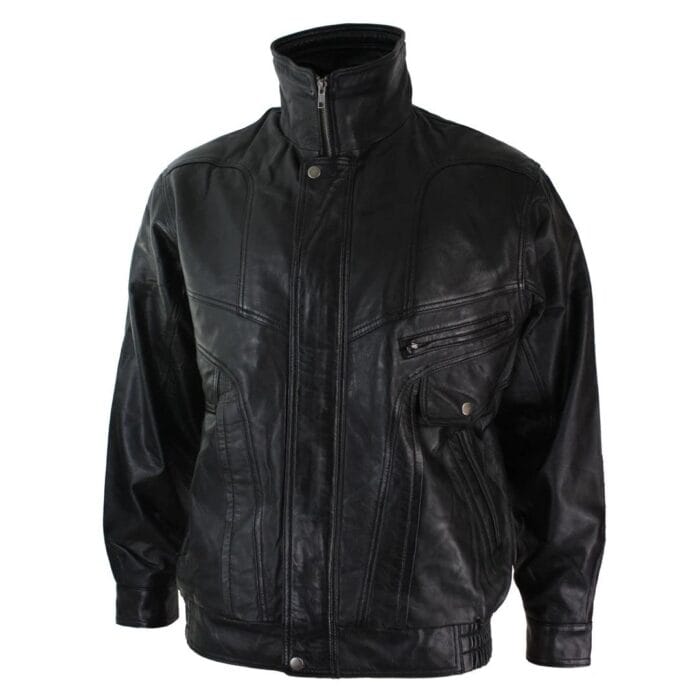Blouson aviateur classique pour homme en cuir véritable noir et nubuck délavé marron - Knighthood Store