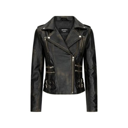Womens Ladies Real Leather Jacket Racing Style Biker Short Zipped Vintage - Knighthood Store