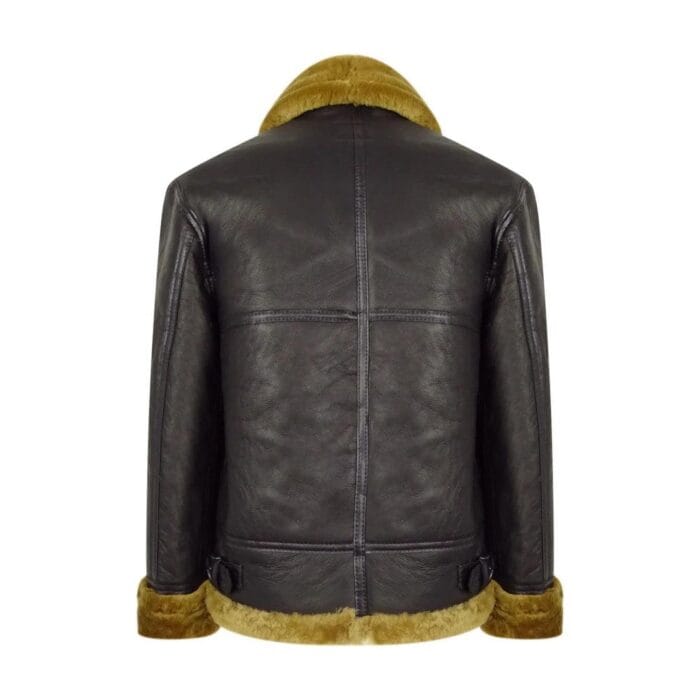 Mens Vintage Brown Real Sheepskin Zip Flying Jacket Pilot Flight Ginger Cream - Knighthood Store