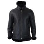 Mens Real Leather Sherling Sheepskin Hood Jacket Vintage Aviator Flying Pilot - Knighthood Store