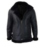 Mens Real Leather Sherling Sheepskin Hood Jacket Vintage Aviator Flying Pilot - Knighthood Store