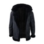 Mens Real Leather Sherling Sheepskin Hood Jacket Vintage Aviator Flying Pilot - Knighthood Store