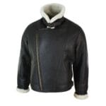 Mens Real Leather Sherling Cross Zip Sheepskin B3 Flying Pilot Jacket Warm Winter - Knighthood Store