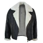 Mens Real Leather Sherling Cross Zip Sheepskin B3 Flying Pilot Jacket Warm Winter - Knighthood Store