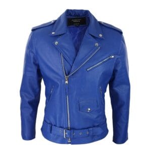 Giacca da motociclista in vera pelle di mucca con cerniera incrociata Brando da uomo - Knighthood Store