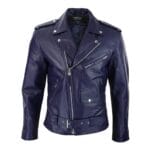 Chaqueta de motociclista Brando de cuero auténtico con cremallera cruzada para hombre - Knighthood Store