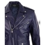 Chaqueta de motociclista Brando de cuero auténtico con cremallera cruzada para hombre - Knighthood Store