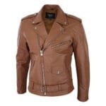 Chaqueta de motociclista Brando de cuero auténtico con cremallera cruzada para hombre - Knighthood Store