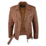 Chaqueta de motociclista Brando de cuero auténtico con cremallera cruzada para hombre - Knighthood Store