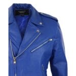 Chaqueta de motociclista Brando de cuero auténtico con cremallera cruzada para hombre - Knighthood Store