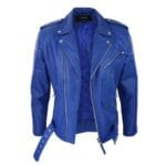 Chaqueta de motociclista Brando de cuero auténtico con cremallera cruzada para hombre - Knighthood Store