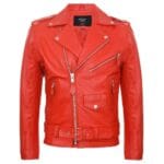 Chaqueta de motociclista Brando de cuero auténtico con cremallera cruzada para hombre - Knighthood Store