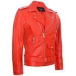 Chaqueta de motociclista Brando de cuero auténtico con cremallera cruzada para hombre - Knighthood Store