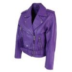 Giacca da motociclista in pelle da donna Brando, nera, rossa e bianca, classica, da motociclista - Knighthood Store