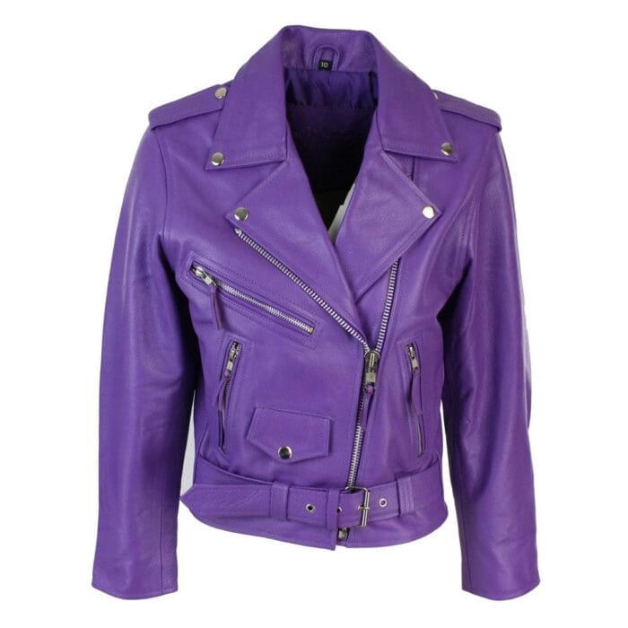 Giacca da motociclista in pelle da donna Brando, nera, rossa e bianca, classica, da motociclista - Knighthood Store