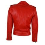 Giacca da motociclista in pelle da donna Brando, nera, rossa e bianca, classica, da motociclista - Knighthood Store
