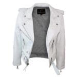 Giacca da motociclista in pelle da donna Brando, nera, rossa e bianca, classica, da motociclista - Knighthood Store