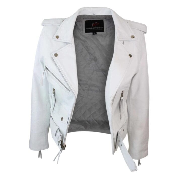 Giacca da motociclista in pelle da donna Brando, nera, rossa e bianca, classica, da motociclista - Knighthood Store