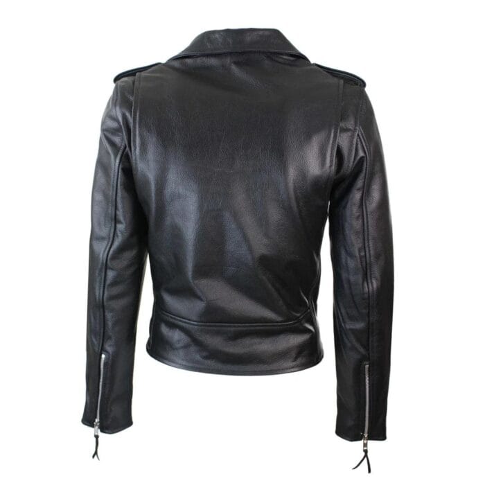 Giacca da motociclista in pelle da donna Brando, nera, rossa e bianca, classica, da motociclista - Knighthood Store