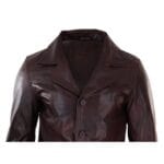 Mens Real Leather Coat Jacket Classic Wine Black Fit Smart Casual - Knighthood Store