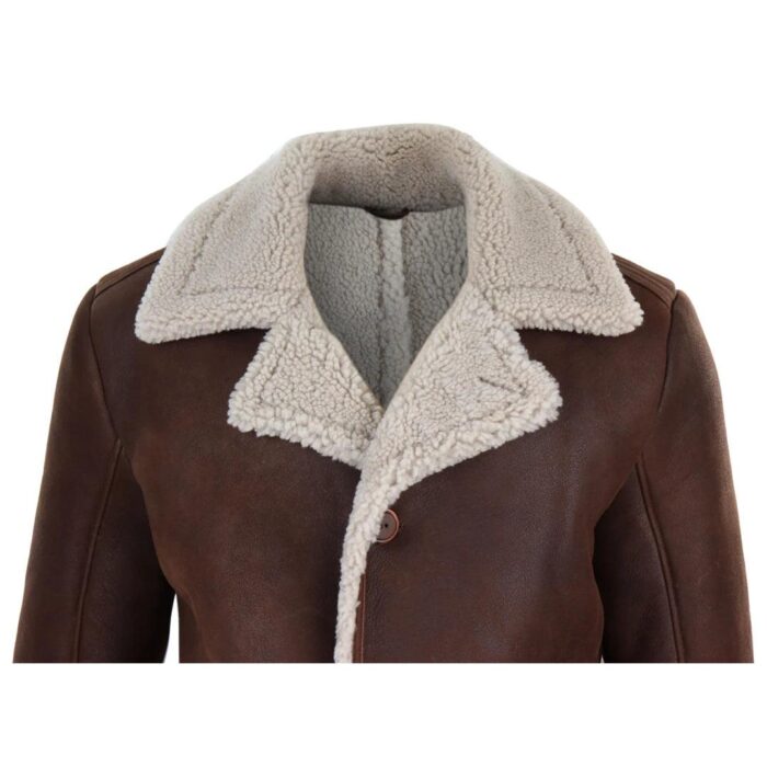 Mens Real Sheepskin Coat Button Vintage German WW2 Captain Marine Jacket - Knighthood Store