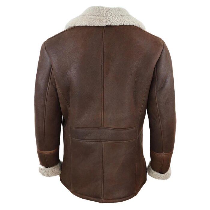 Mens Real Sheepskin Coat Button Vintage German WW2 Captain Marine Jacket - Knighthood Store