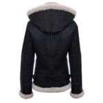 Giacca da aviatore da donna in vera pelle di montone con cappuccio, bianca e marrone - Knighthood Store