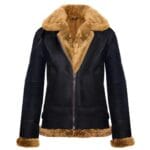 Veste aviateur à capuche en cuir de mouton véritable pour femme - Knighthood Store