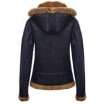 Veste aviateur à capuche en cuir de mouton véritable pour femme - Knighthood Store