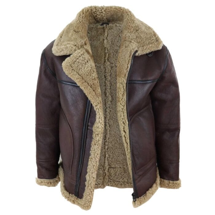 Chaqueta de aviador estilo aviador de piel de oveja auténtica para hombre BNWT - Tienda Knighthood
