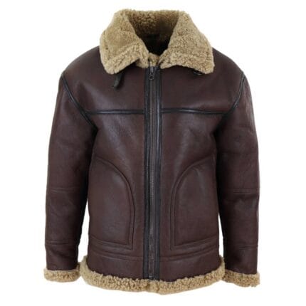 Giubbotto da aviatore da uomo in vera pelle di montone e shearling, nuovo di zecca - Knighthood Store