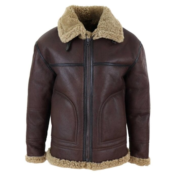 Chaqueta de aviador estilo aviador de piel de oveja auténtica para hombre BNWT - Tienda Knighthood