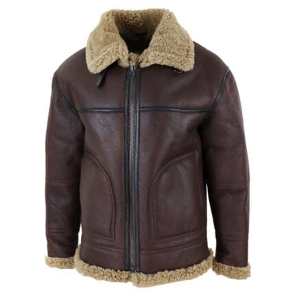 Giubbotto da aviatore da uomo in vera pelle di montone e shearling, nuovo di zecca - Knighthood Store
