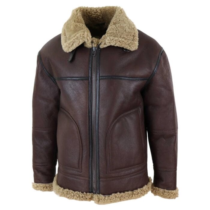 Chaqueta de aviador estilo aviador de piel de oveja auténtica para hombre BNWT - Tienda Knighthood