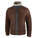 Mens Real Sherling Sheepskin Zip Pilot Flying Jacket Retro Vintage WW2 Tailored - Knighthood Store