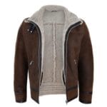 Mens Real Sherling Sheepskin Zip Pilot Flying Jacket Retro Vintage WW2 Tailored - Knighthood Store