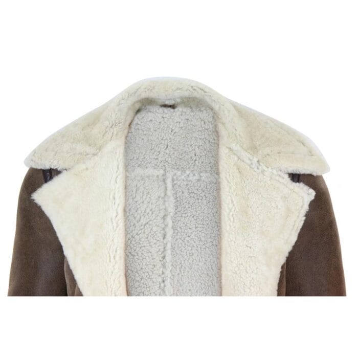 Mens Vintage Real Sheepskin Cross Zip Flying Jacket Pilot Flight Belt Fit Brando - Knighthood Store